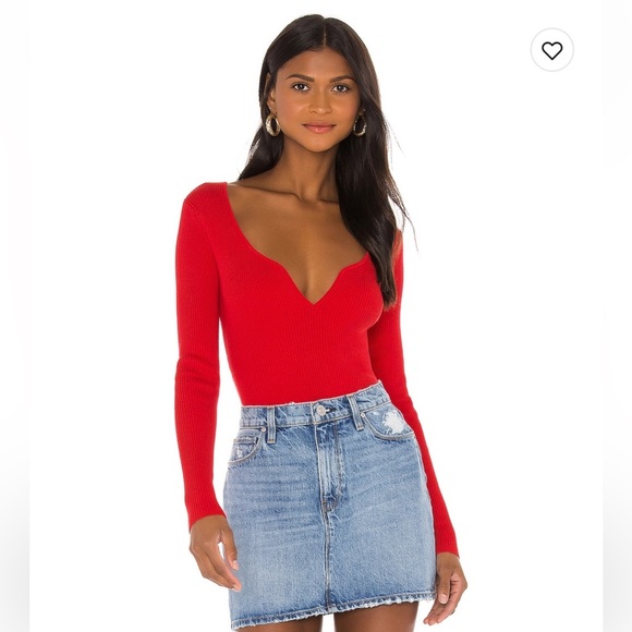 Lovers and Friends V-neck Knit Sweater in Red size XS NWT - Picture 1 of 9